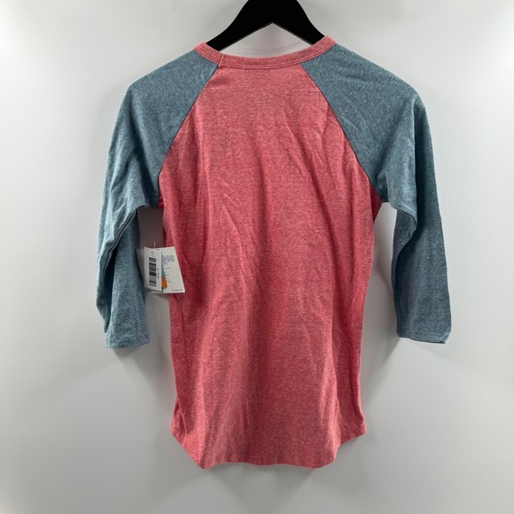 LuLaRoe Randy Long Sleeve Raglan Top Heathered Blue & Pink Size XS - Picture 6 of 8